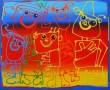 Kleurrijk gezin Kunstwerk Kleurrijk gezin