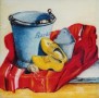 stilleven: klompjes bij een oude emmer Kunstwerk stilleven: klompjes bij een oude emmer