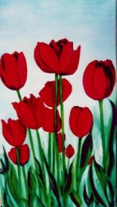realistisch stilleven: Rode  tulpen realistisch stilleven: Rode  tulpen