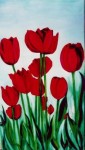 realistisch stilleven: Rode  tulpen