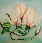 Realistisch Bloemstilleven: Magnoliatak Realistisch Bloemstilleven: Magnoliatak