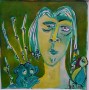 jongen met vogel en aapje Kunstwerk jongen met vogel en aapje