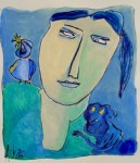 vrouw met vogel en aapje vrouw met vogel en aapje