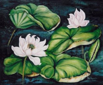 realistisch.bloemstilleven: Lotusbloemen realistisch.bloemstilleven: Lotusbloemen