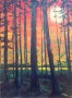 Ondergaande Zon in Bos Kunstwerk Ondergaande Zon in Bos
