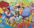 Vrouw in hangmat Kunstwerk Vrouw in hangmat