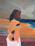 vrouw aan strand
