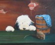 Hond met muis Kunstwerk Hond met muis