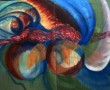 futuristische zwemmer Kunstwerk futuristische zwemmer