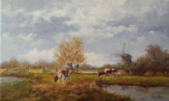 landschap met vee en molen - 0471 - landschap met vee en molen - 0471 -