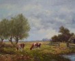 landschap met knotwilgen en vee    -0531 Kunstwerk landschap met knotwilgen en vee    -0531