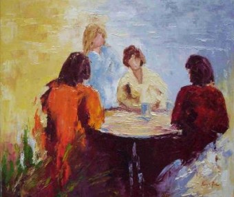 vier dames op een terrasje - 0551 -