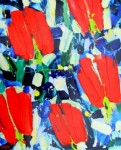 ~ 5 rode Tulpen - acrylverf op linnen - (100x80) ~