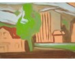 oranje landschap Kunstwerk oranje landschap