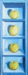 Vier appels in blauw kastje