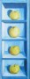 Vier appels in blauw kastje Kunstwerk Vier appels in blauw kastje