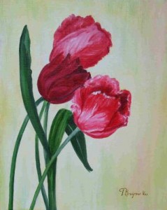 bloemen-realistisch: 3 Tulpen  bloemen-realistisch: 3 Tulpen