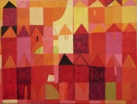 Grote stad in roze/rood Grote stad in roze/rood