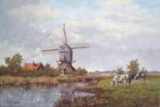 landschap met molen en vee -0598- landschap met molen en vee -0598-
