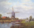 landschap met molen en vee -0598- Kunstwerk landschap met molen en vee -0598-