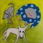 2 honden uitlaten Kunstwerk 2 honden uitlaten