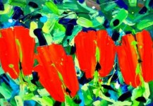 ~ 4 Rode Tulpen - Acrylverf op linnen (70x100) ~ ~ 4 Rode Tulpen - Acrylverf op linnen (70x100) ~