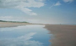 (83) strand van Zeeland met spiegelend water 