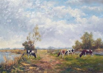 Hollands landschap met vee -0613- Hollands landschap met vee -0613-
