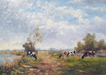 Hollands landschap met vee -0613- Hollands landschap met vee -0613-