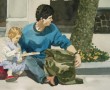 Vader en dochter op koninginnedag 1999 Kunstwerk Vader en dochter op koninginnedag 1999