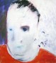 wit portret + rood shirt Kunstwerk wit portret + rood shirt