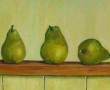 realistisch stilleven: Vijf Peren Kunstwerk realistisch stilleven: Vijf Peren