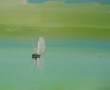 lagune met een groene wolk Kunstwerk lagune met een groene wolk