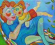 moeder met kind in hangmat V Kunstwerk moeder met kind in hangmat V