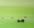 Groene lagune met vissers Kunstwerk Groene lagune met vissers