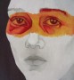 oranje ogen Kunstwerk oranje ogen