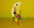 De vrolijk gele Calder man Kunstwerk De vrolijk gele Calder man