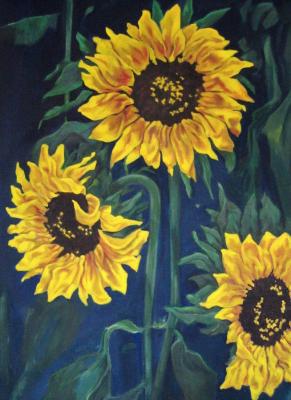 Glimp Echter Modieus Mieke Winnubst - zonnebloemen (schilderijen/acryl)
