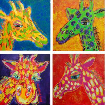 abstract Nadruk de begeleiding Betty Jonker - Beauty, Queen, Billy, Jean, vierluik (schilderijen/acryl)