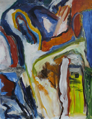 'Deur in de rivier' - abstract expressionisme in Blauw