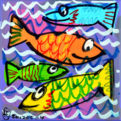 uitlokken Onvermijdelijk vrijdag Hans Eijkenboom - Vier Vissen (schilderijen/acryl)