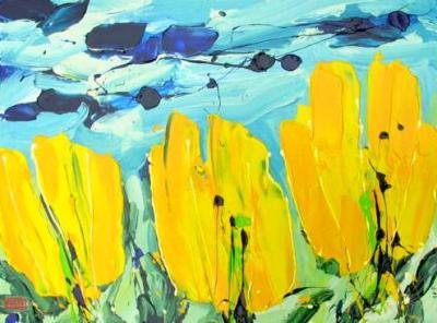 ~ Tulpen-landschap Geel (60x80) ~